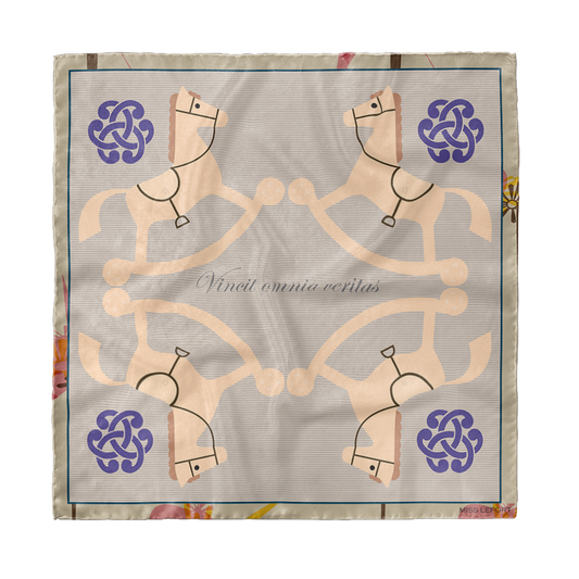 Foulard en soie "Cheval de bois"
