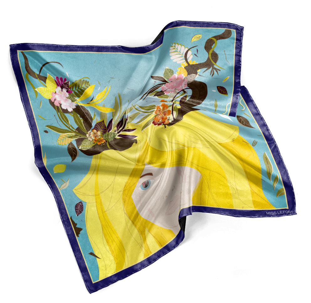 Foulard en soie "Déesse de la nature"